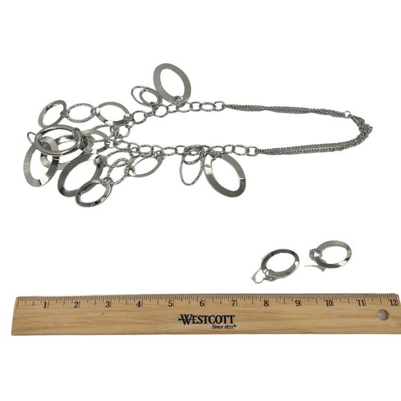 Silver Bubble Oval Cascade Necklace and Earring Set - Picture 12 of 14